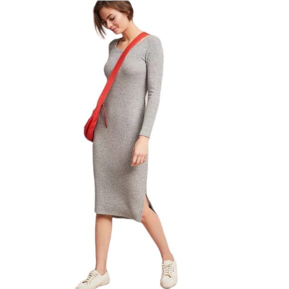 Anthropologie PURE + GOOD Ribbed Scoop Neck High Low Midi Dress - Picture 10 of 10